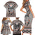 Native American Buffalo Skull Family Matching Short Sleeve Bodycon Dress and Hawaiian Shirt with Dream Catchers Feathers