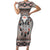 Native American Buffalo Skull Family Matching Short Sleeve Bodycon Dress and Hawaiian Shirt with Dream Catchers Feathers