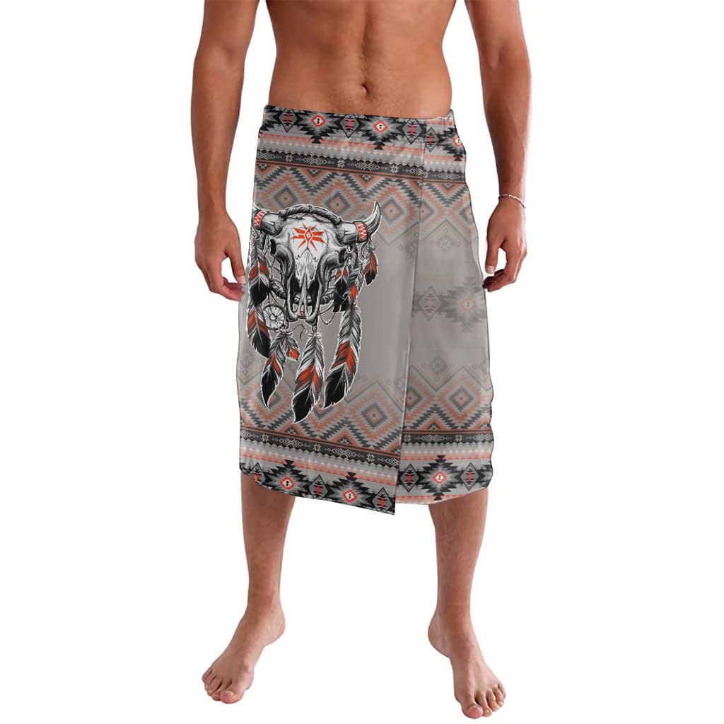 Native American Buffalo Skull Lavalava with Dream Catchers Feathers