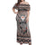 Native American Buffalo Skull Off Shoulder Maxi Dress with Dream Catchers Feathers