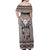 Native American Buffalo Skull Off Shoulder Maxi Dress with Dream Catchers Feathers