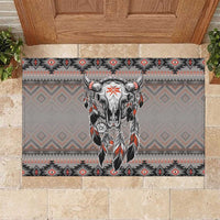 Feather buffalo skull rubber doormat with tribal border and dreamcatcher graphic