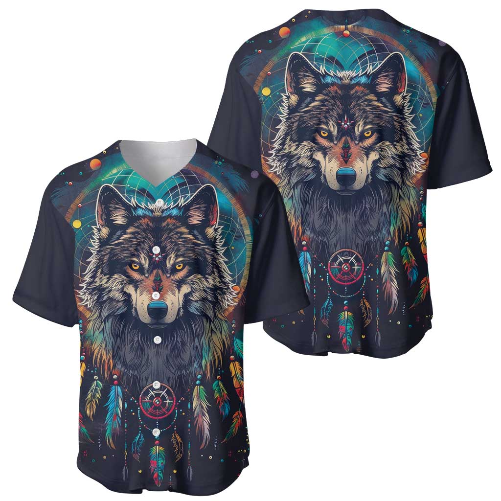 Native American Wolves Baseball Jersey with Dream Catchers Feathers
