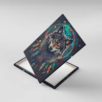 Native American Wolves Canvas Wall Art with Dream Catchers Feathers