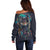 Native American Wolves Off Shoulder Sweater with Dream Catchers Feathers