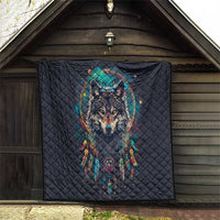 Native American Wolves Quilt with Dream Catchers Feathers