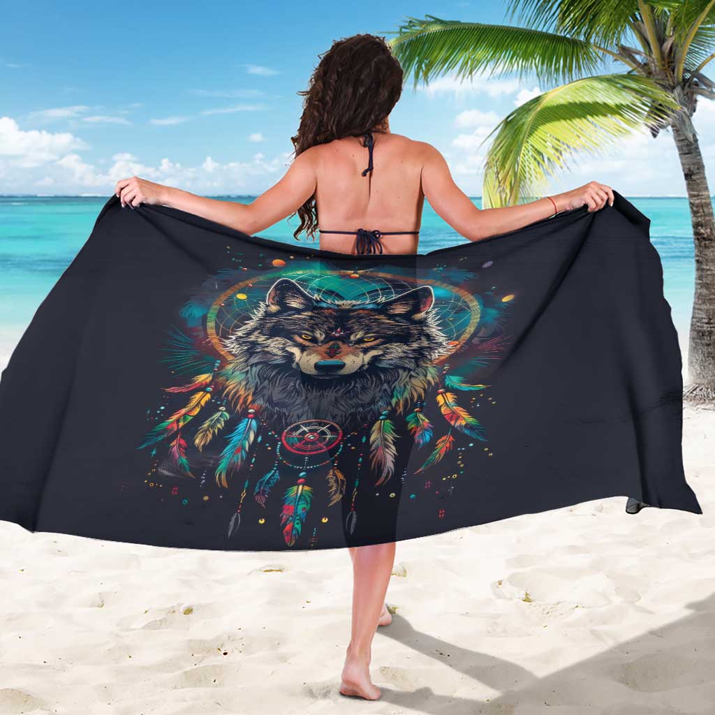 Native American Wolves Sarong with Dream Catchers Feathers