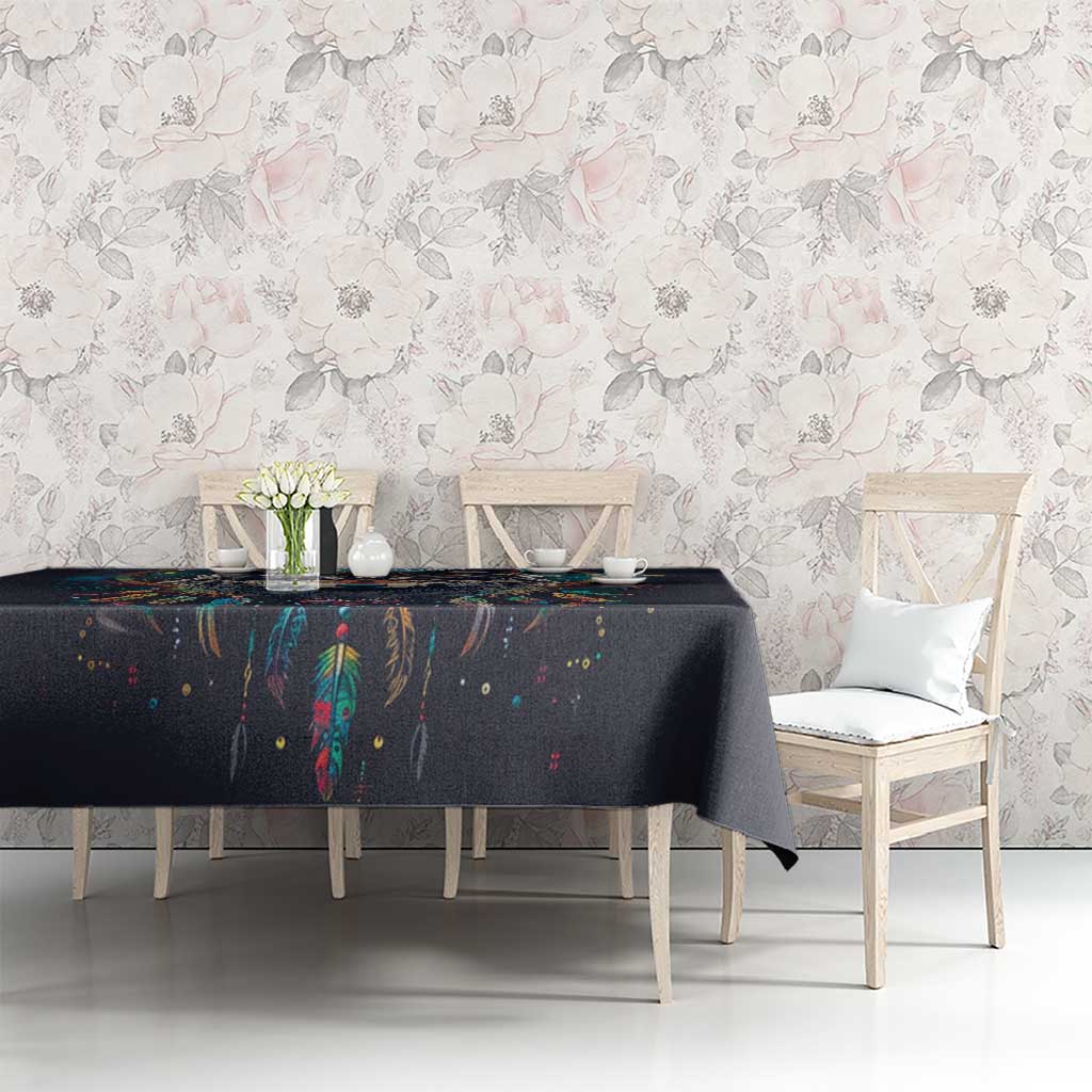 Native American Wolves Tablecloth with Dream Catchers Feathers