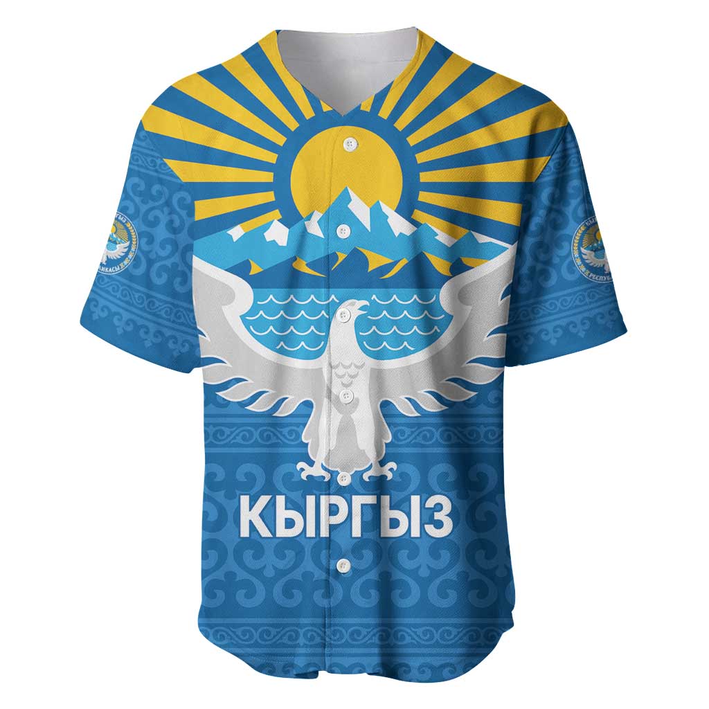 Kyrgyzstan Falcon Personalized Baseball Jersey Tian Shan Mountains Rising Sun