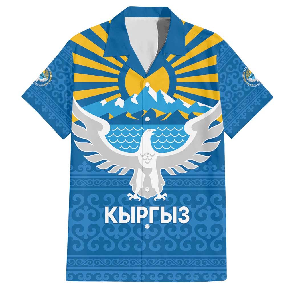 Kyrgyzstan Falcon Personalized Hawaiian Shirt Tian Shan Mountains Rising Sun