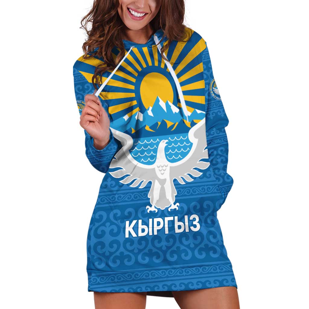 Kyrgyzstan Falcon Personalized Hoodie Dress Tian Shan Mountains Rising Sun