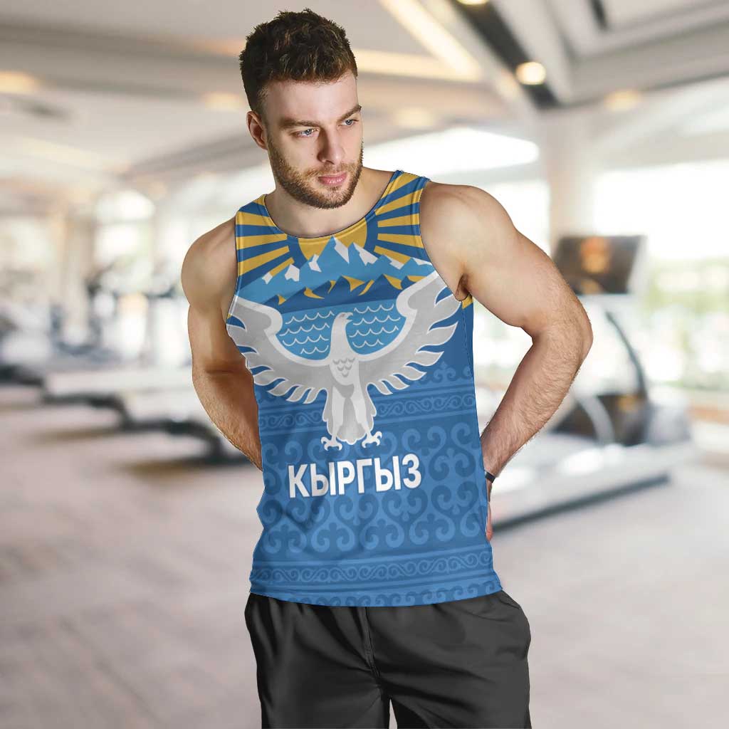 Kyrgyzstan Falcon Personalized Men Tank Top Tian Shan Mountains Rising Sun