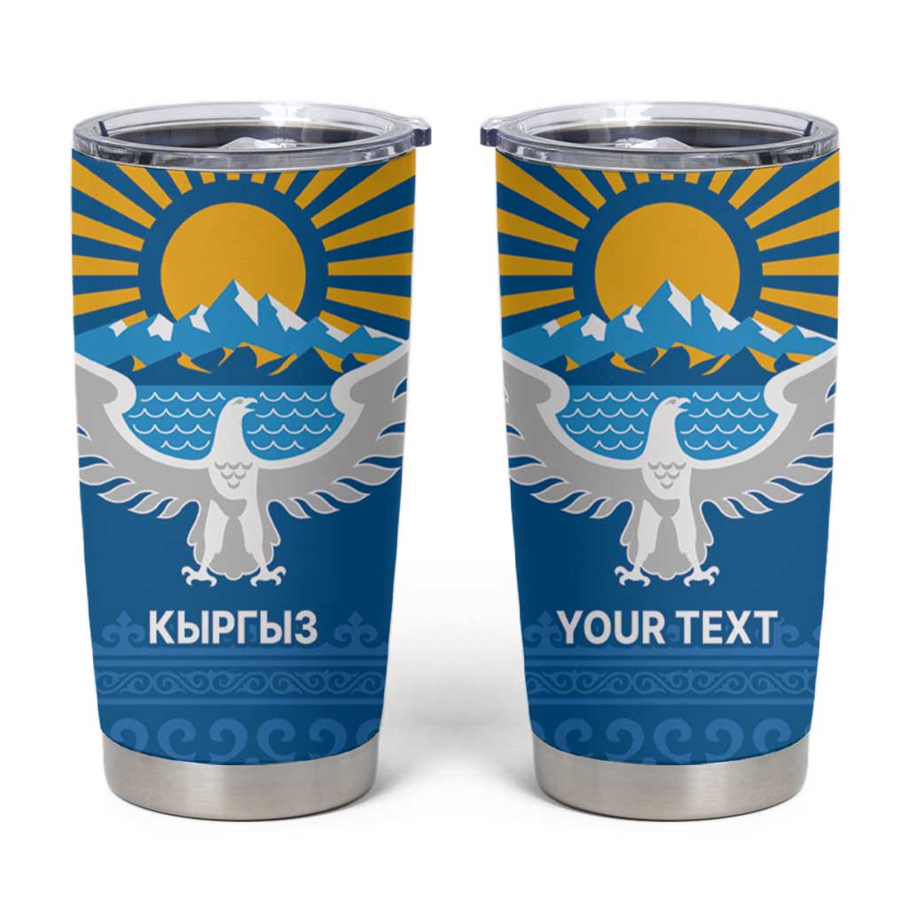 Kyrgyzstan Falcon Personalized Tumbler Cup Tian Shan Mountains Rising Sun