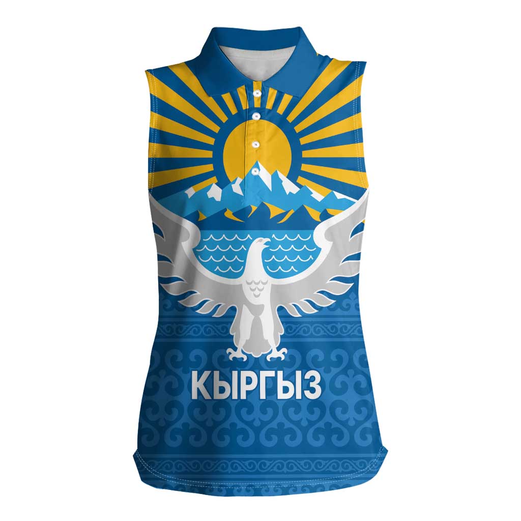 Kyrgyzstan Falcon Personalized Women Sleeveless Polo Shirt Tian Shan Mountains Rising Sun