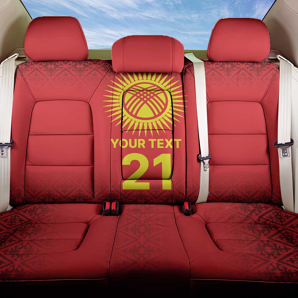 Kyrgyzstan Football Custom Back Car Seat Cover Kazakh Pattern