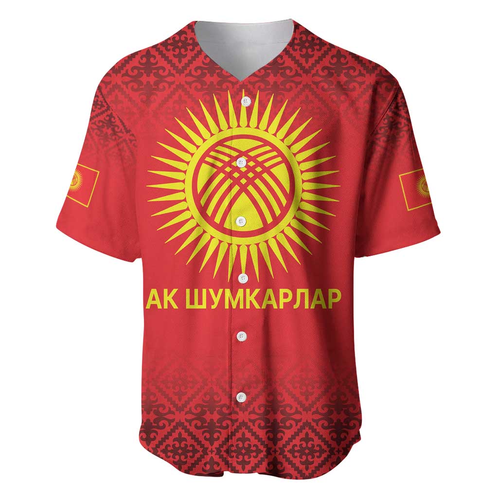 Kyrgyzstan Football Custom Baseball Jersey Kazakh Pattern