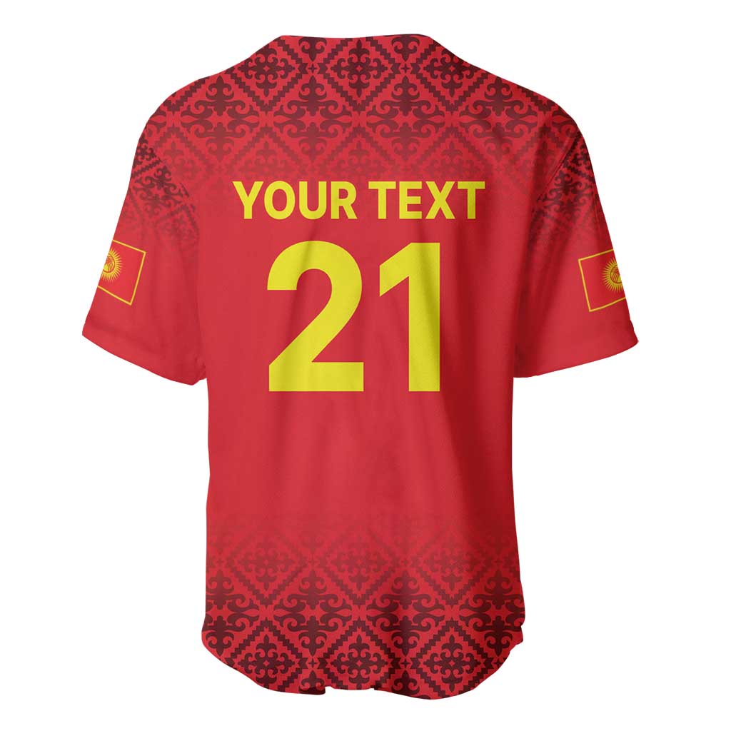 Kyrgyzstan Football Custom Baseball Jersey Kazakh Pattern