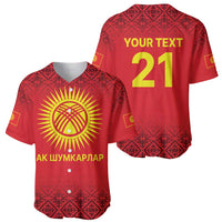 Kyrgyzstan Football Custom Baseball Jersey Kazakh Pattern