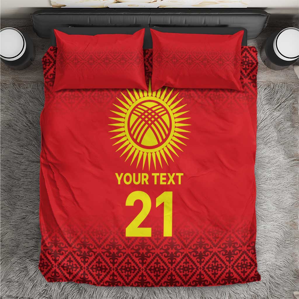 Kyrgyzstan Football Custom Bedding Set Kazakh Pattern