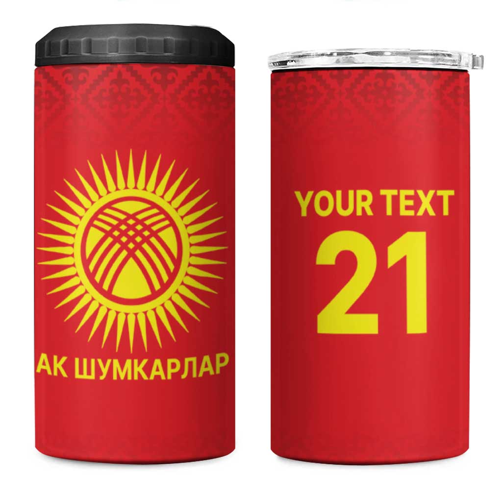 Kyrgyzstan Football Custom 4 in 1 Can Cooler Tumbler Kazakh Pattern