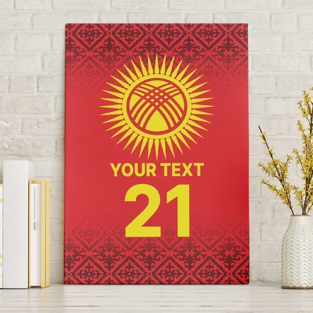 Kyrgyzstan Football Custom Canvas Wall Art Kazakh Pattern