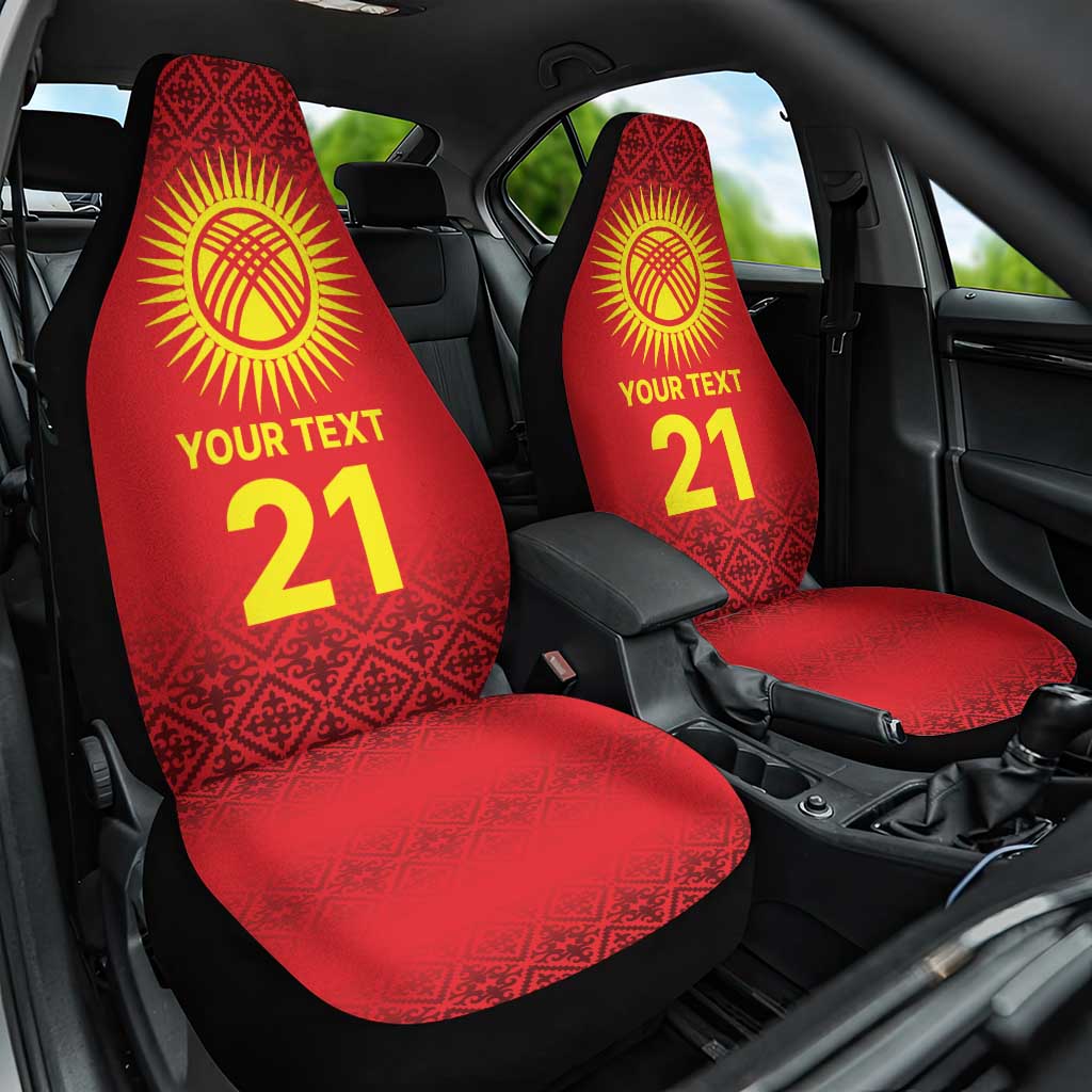 Kyrgyzstan Football Custom Car Seat Cover Kazakh Pattern