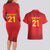 Kyrgyzstan Football Custom Couples Matching Long Sleeve Bodycon Dress and Hawaiian Shirt Kazakh Pattern