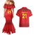 Kyrgyzstan Football Custom Couples Matching Mermaid Dress and Hawaiian Shirt Kazakh Pattern