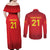 Kyrgyzstan Football Custom Couples Matching Off Shoulder Maxi Dress and Long Sleeve Button Shirt Kazakh Pattern