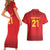 Kyrgyzstan Football Custom Couples Matching Short Sleeve Bodycon Dress and Hawaiian Shirt Kazakh Pattern