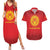 Kyrgyzstan Football Custom Couples Matching Summer Maxi Dress and Hawaiian Shirt Kazakh Pattern