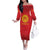 Kyrgyzstan Football Custom Family Matching Off The Shoulder Long Sleeve Dress and Hawaiian Shirt Kazakh Pattern