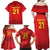 Kyrgyzstan Football Custom Family Matching Off Shoulder Maxi Dress and Hawaiian Shirt Kazakh Pattern