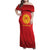 Kyrgyzstan Football Custom Family Matching Off Shoulder Maxi Dress and Hawaiian Shirt Kazakh Pattern