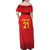 Kyrgyzstan Football Custom Family Matching Off Shoulder Maxi Dress and Hawaiian Shirt Kazakh Pattern