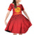 Kyrgyzstan Football Custom Family Matching Off Shoulder Short Dress and Hawaiian Shirt Kazakh Pattern