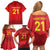 Kyrgyzstan Football Custom Family Matching Off Shoulder Short Dress and Hawaiian Shirt Kazakh Pattern