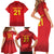 Kyrgyzstan Football Custom Family Matching Short Sleeve Bodycon Dress and Hawaiian Shirt Kazakh Pattern