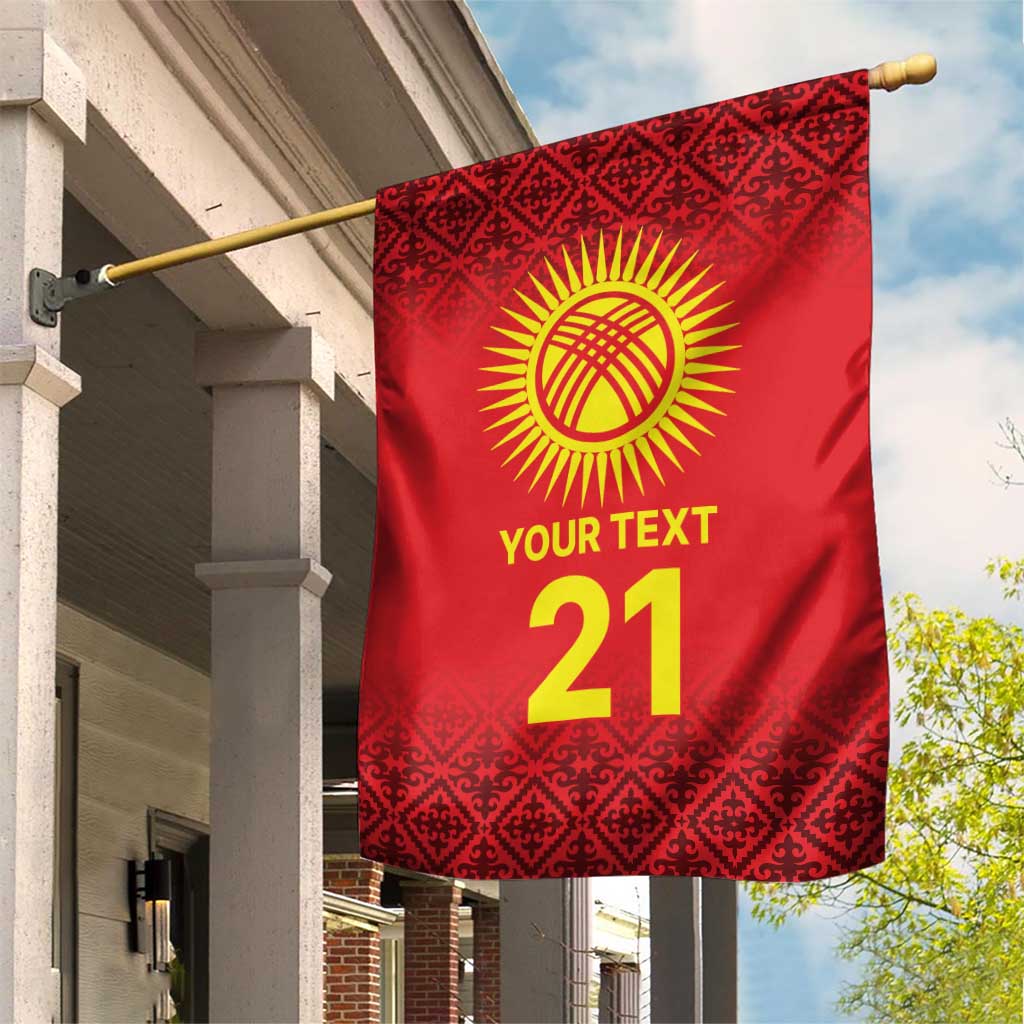 Kyrgyzstan Football Custom Garden Flag Kazakh Pattern