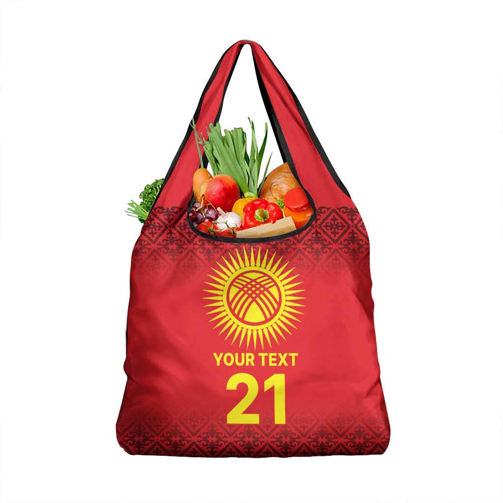 Kyrgyzstan Football Custom Grocery Bag Kazakh Pattern