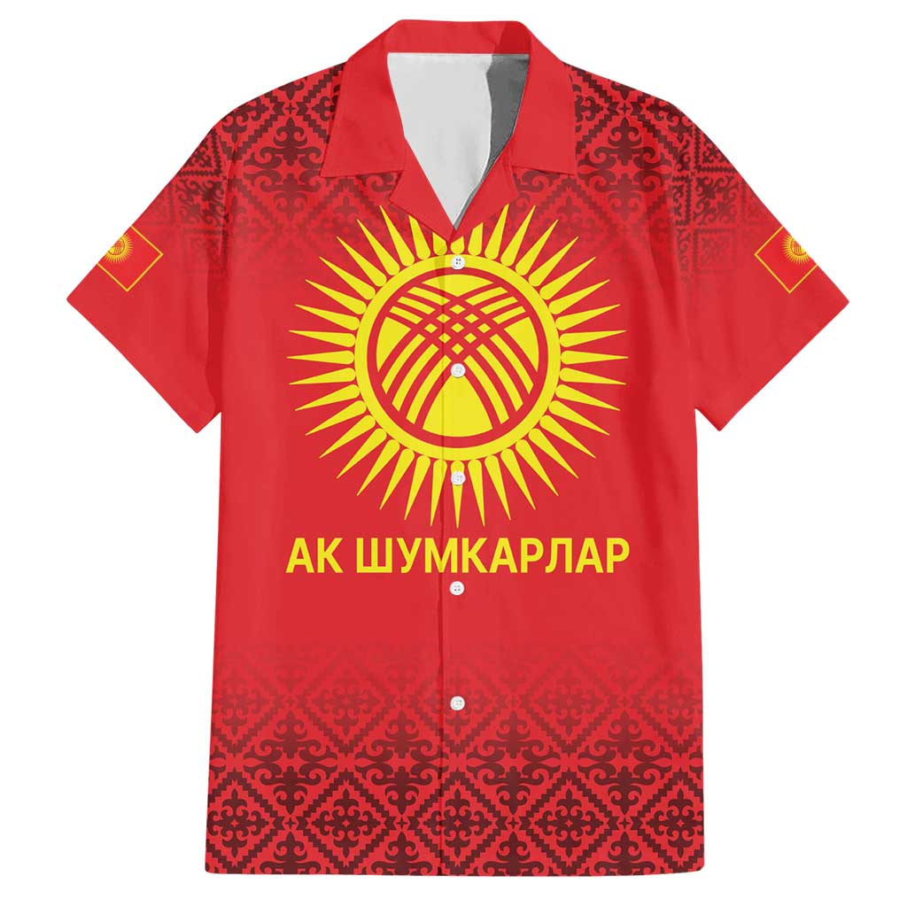 Kyrgyzstan Football Custom Hawaiian Shirt Kazakh Pattern