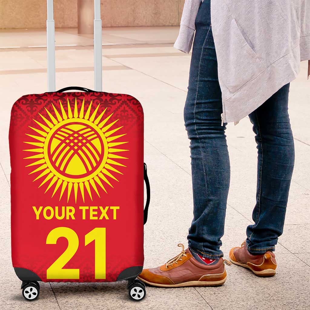 Kyrgyzstan Football Custom Luggage Cover Kazakh Pattern