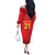 Kyrgyzstan Football Custom Off The Shoulder Long Sleeve Dress Kazakh Pattern