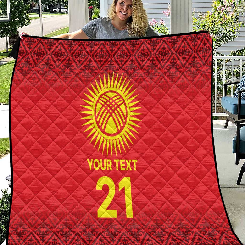 Kyrgyzstan Football Custom Quilt Kazakh Pattern