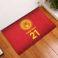 Kyrgyzstan Football Custom Rubber Doormat Kazakh Pattern