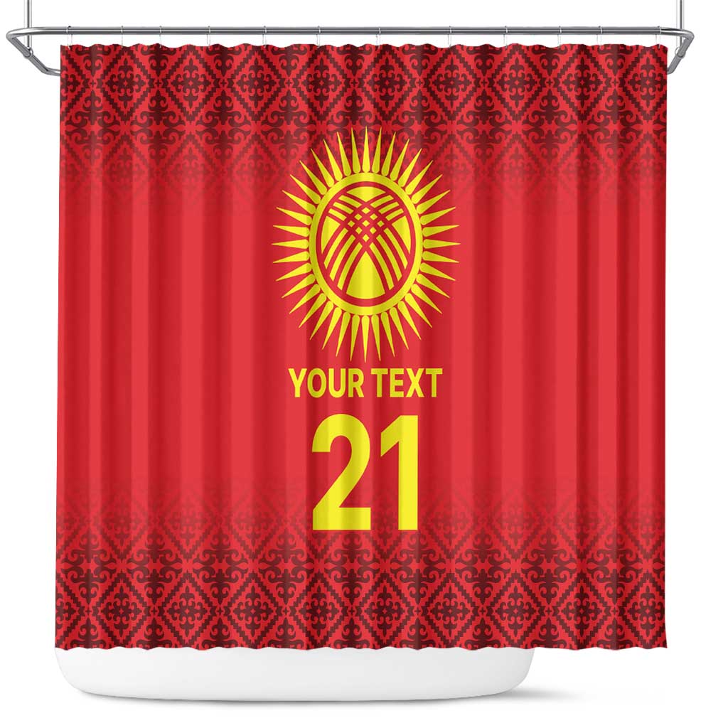 Kyrgyzstan Football Custom Shower Curtain Kazakh Pattern