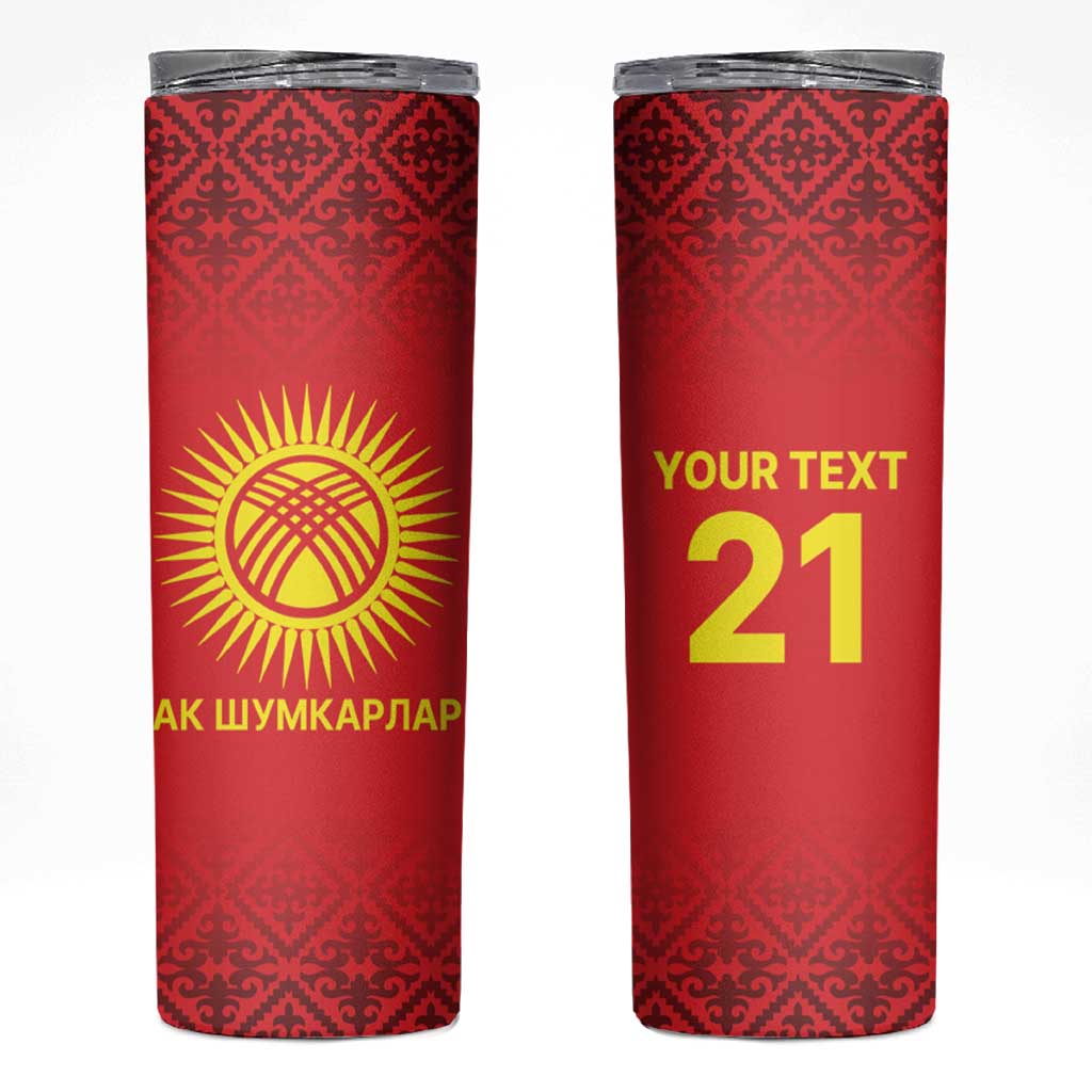 Kyrgyzstan Football Custom Skinny Tumbler Kazakh Pattern