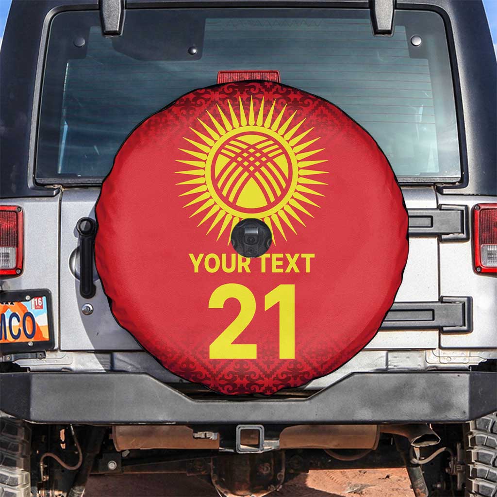 Kyrgyzstan Football Custom Spare Tire Cover Kazakh Pattern