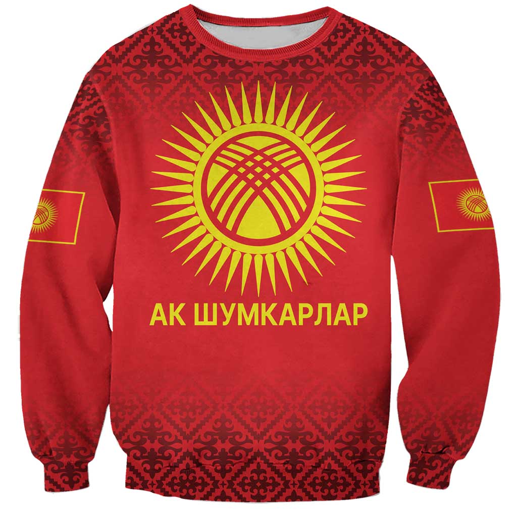 Kyrgyzstan Football Custom Sweatshirt Kazakh Pattern