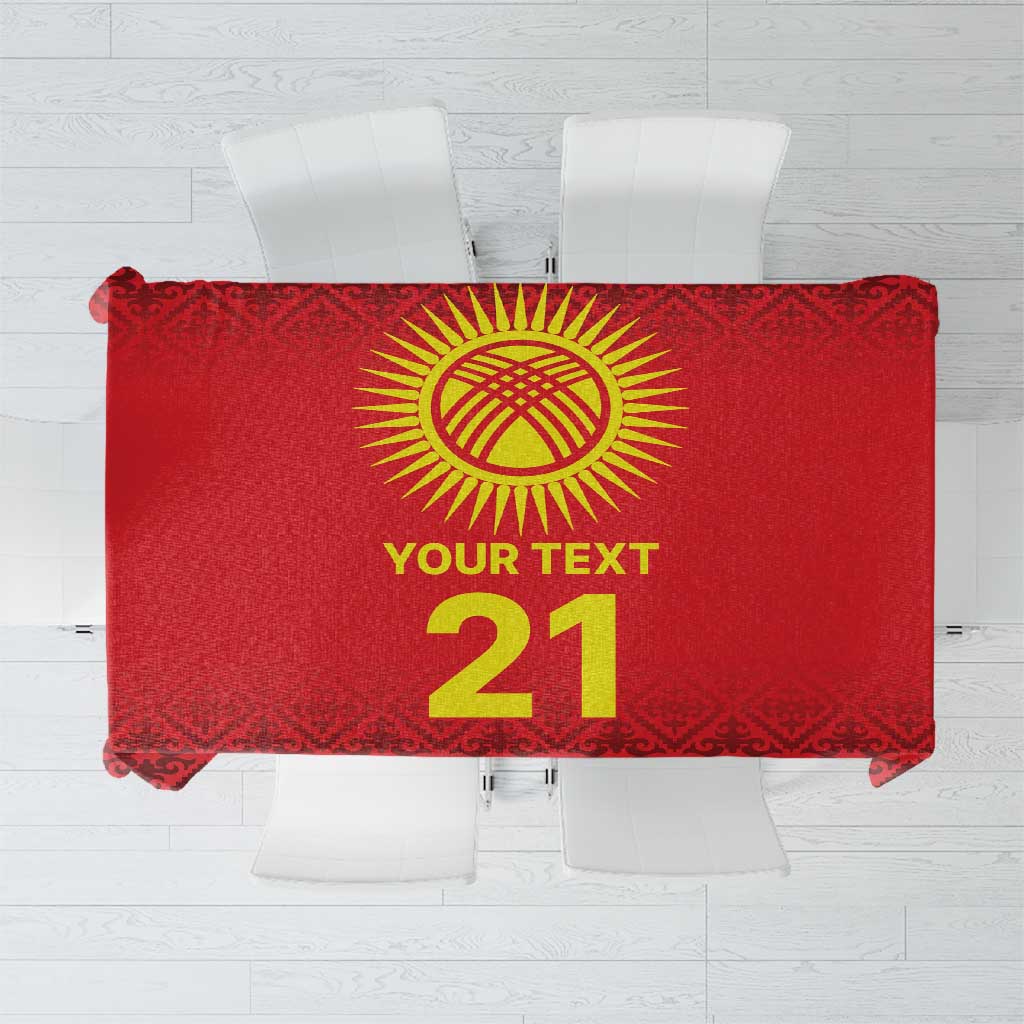 Kyrgyzstan Football Custom Tablecloth Kazakh Pattern